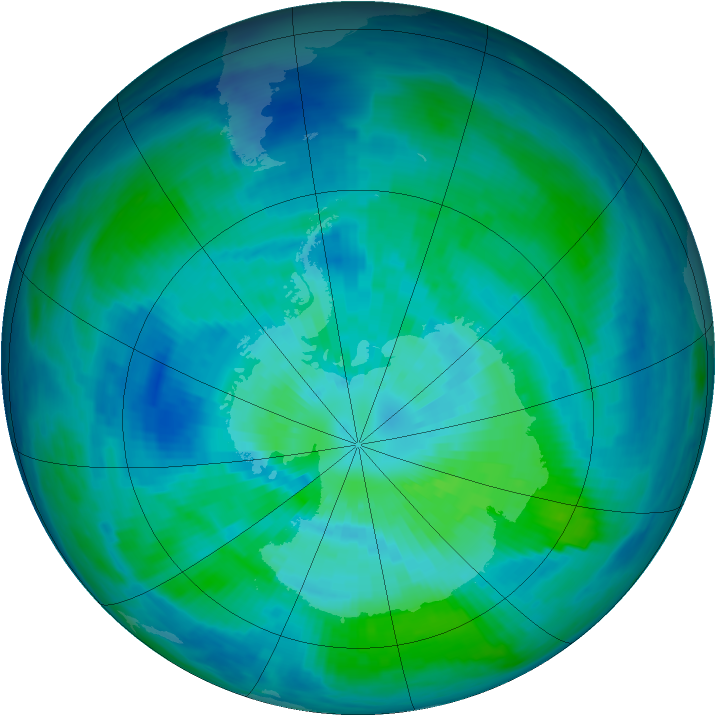 Antarctic ozone map for 23 March 1993